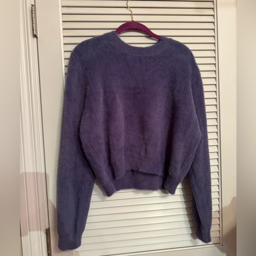 Blue boutique style fuzzy sweater